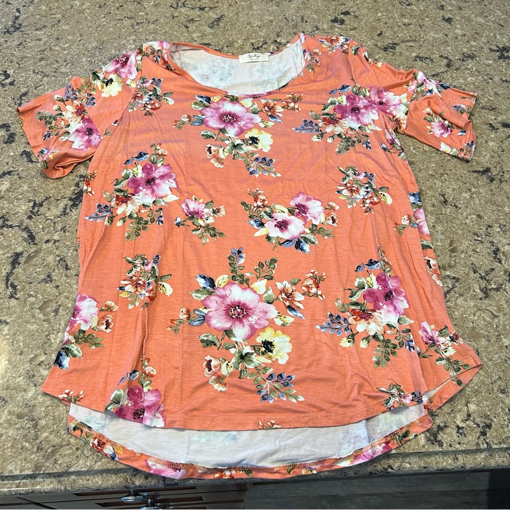 Bell Sleeve orange floral shirt